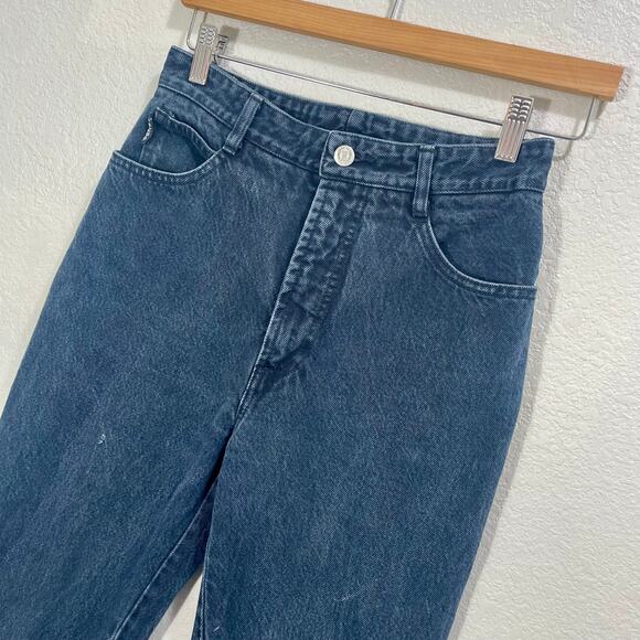 Vintage 80s Black Bongo Raw Hem Ankle Jeans High-Rise Tapered 27" Waist Grunge - Picture 13 of 13